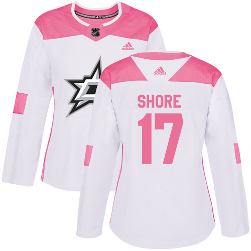 Adidas Stars #17 Devin Shore White/Pink Authentic Fashion Women's Stitched NHL Jersey - Click Image to Close